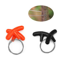 Line Saw 2-Piece Mini Camping Survival Set, 70 cm Spiral-Wound Wear-Resistant Stainless Steel Wire, Orange And Black