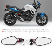 2pcs CNC Aluminum Handle Mirrors for 22mm Motorcycle Bars Red 5.5x10.5cm
