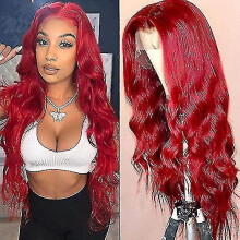 Ladies Wave Hot Red Wig No Wig High Temperature Silk Mesh Cover (red)