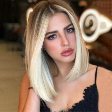 Womens Short Bob Wigs Straight Ombre Blonde Wavy Hair Wigs
