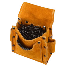Yellow Leather Waist Pocket Tool Bag for Construction and Woodworking