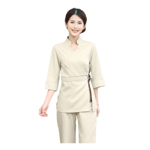 1 set/2 baumwoll-oberteile v- beige . m 2
