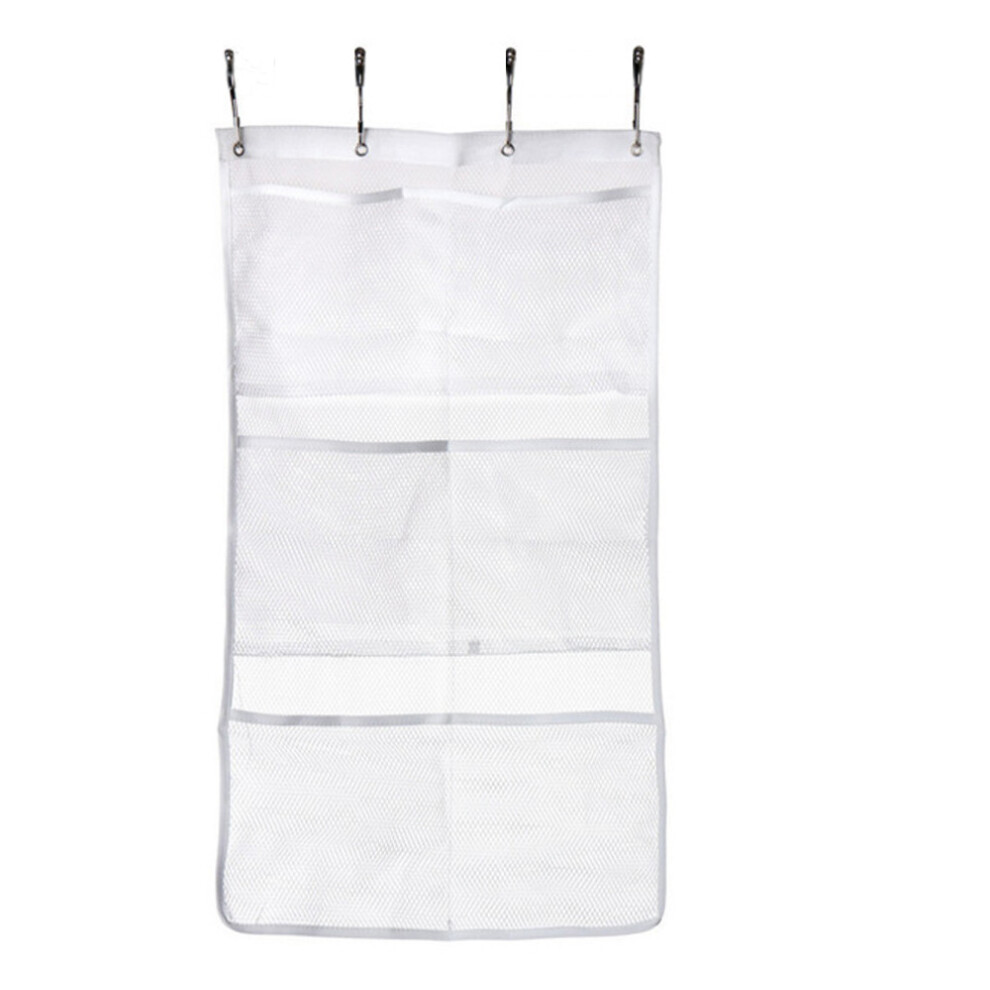 (White) 6 Pocket Bathroom Tub Shower Bath Hanging Mesh Organizer Caddy Storage Bag+ Hook-image-OPC-PKGVZ5B-NEW