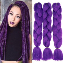 3pcs Extensions Jumbo Braids Synthetic Hair 3 Bundles Synthetic Crochet Hair Braiding Hair Afro Box Braiding (dark Purple)