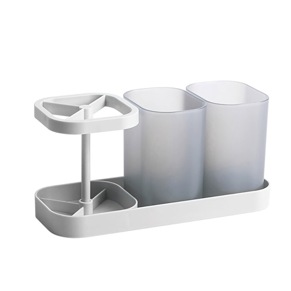 (Gray) Toothbrush Stand Plastic Cup Set Shelf Bathroom Toothpaste Storage Rack