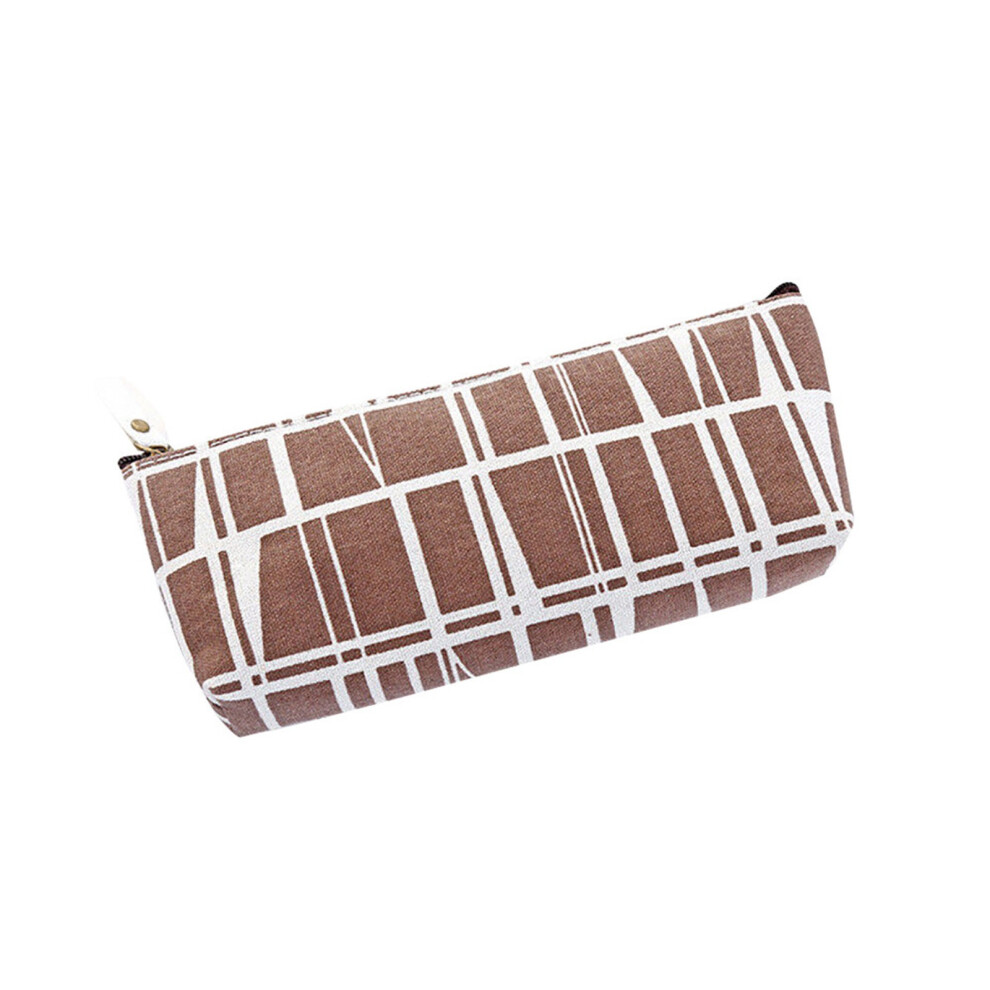 (Brown) Pencil Pen Case Cosmetic Makeup Bag Storage Pouch Purse Students School-image-OPC-PKGWDG6-NEW