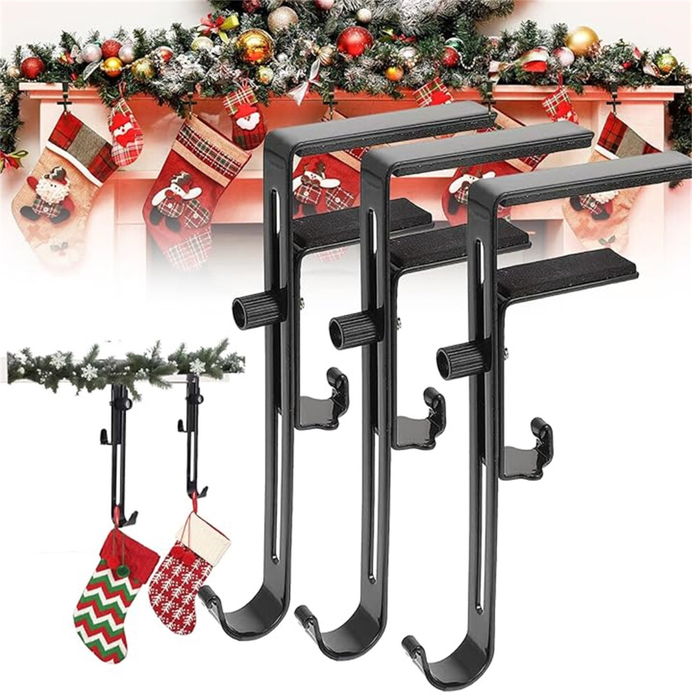 (C) Fireplace Stocking And Garland Hanger Adjustable Heavy Duty Brick Hanger