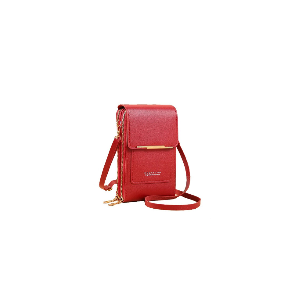 (Red) Leather Bag,Touch Screen Phone Bag, Storage Small Bag-image-OPC-PKGWGW7-NEW