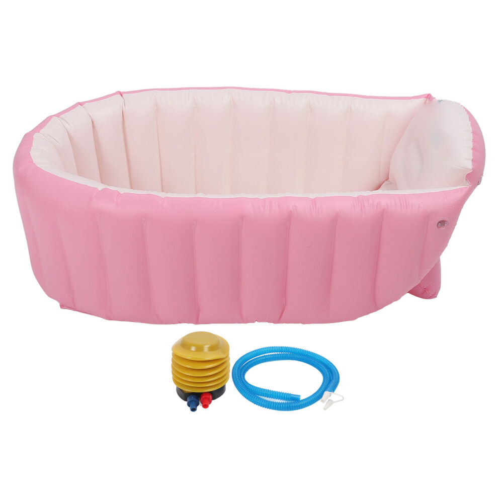 Inflatable Baby Bathtub With Air Pump Anti Leakage Pink