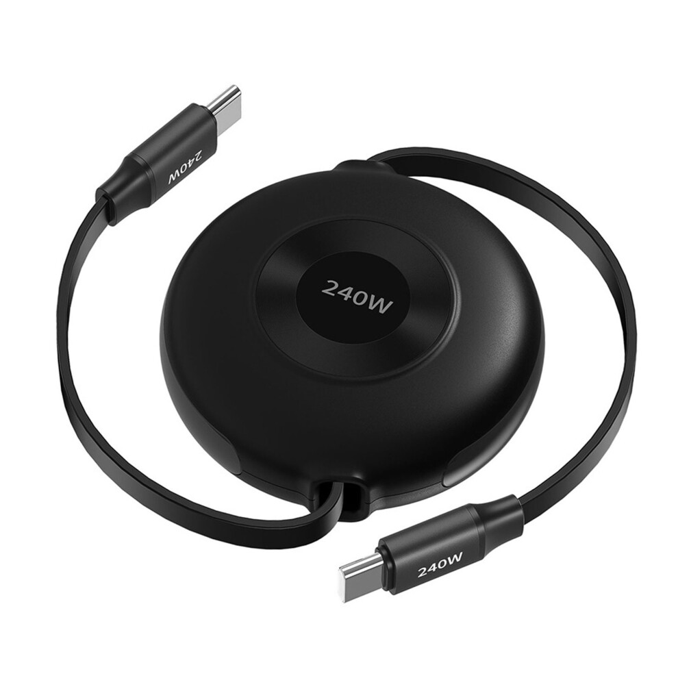 Flexible 240W Usb C To Usb C Cable Retractable Fast- Black 7751000149161