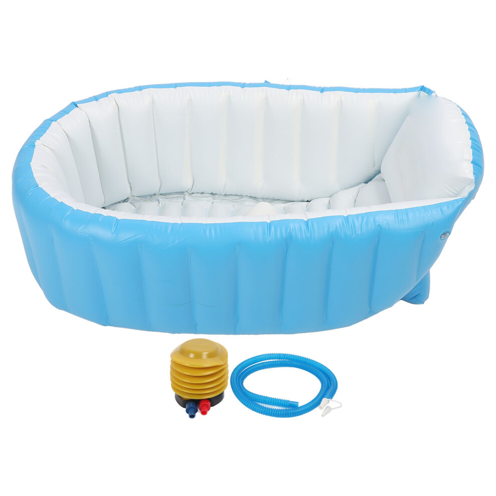 Inflatable Baby Bathtub With Air Pump Anti Leakage Light/Blue