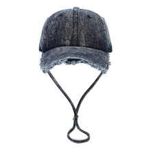 Stylish Long Furry Brims Baseball Caps Distressed-Deep Blue