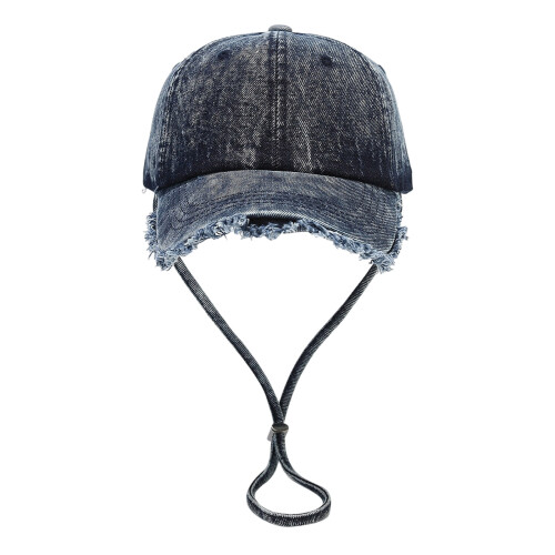 Stylish Long Furry Brims Baseball Caps Distressed-Deep Blue