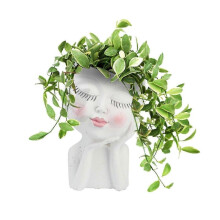 (white) Girls Face Flower Planter Pot Human Face Head Creative Flower Planter Room Decor