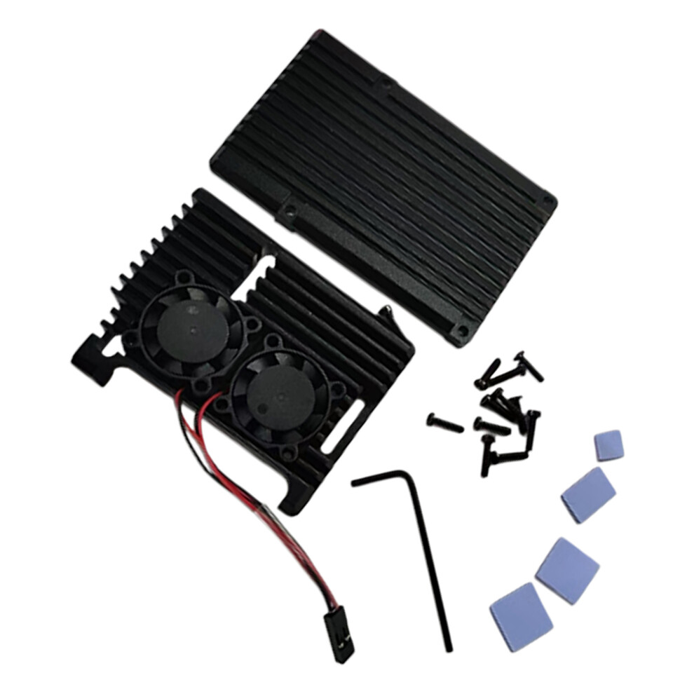 Aluminium Alloy Pi 4B Armors Case For Raspberry-With Dual Fans 7751000150860