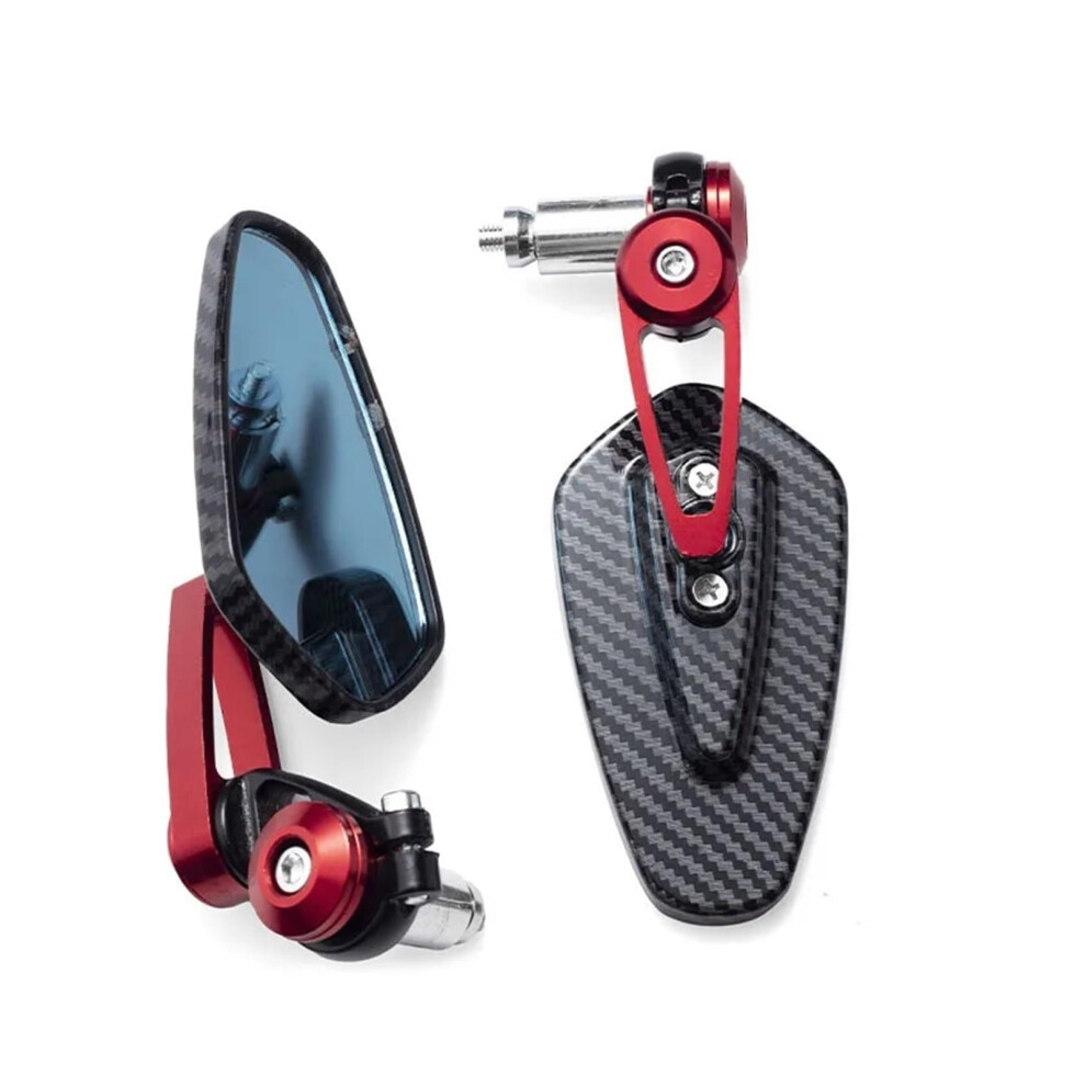 Motorcycle Rearview Mirrors Carbon Fiber Look Pattern Inverted Handlebar Mirror 2022 Model Red 9016109871442