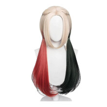 Long Blonde Wig Red And Black Colored Braids Movie Cosplay Costume Accessories
