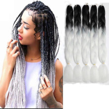 5 Pcs Jumbo Braid Synthetic Hair Hair Braiding Extensions for Crochet Twist Braiding Hair (5pcs, B33 # Black / White), Total Length: 120cm