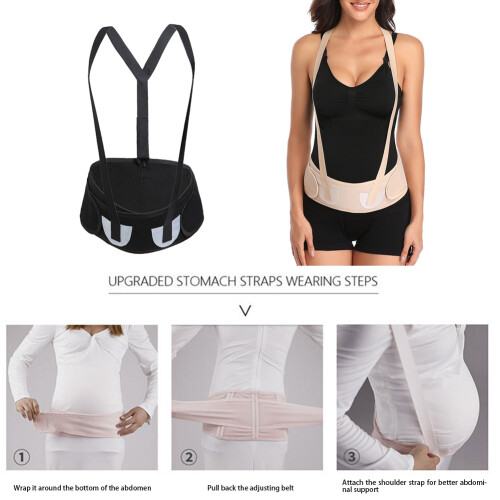 Breathable Maternity Support Belt, Adjustable, Black, Free Size 2