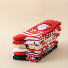 18 Pairs of Random Men's and Women's Autumn and Winter Christmas Santa Claus, Snowflakes, Snowmen, Elk, Comfortable Mid-Calf Socks
