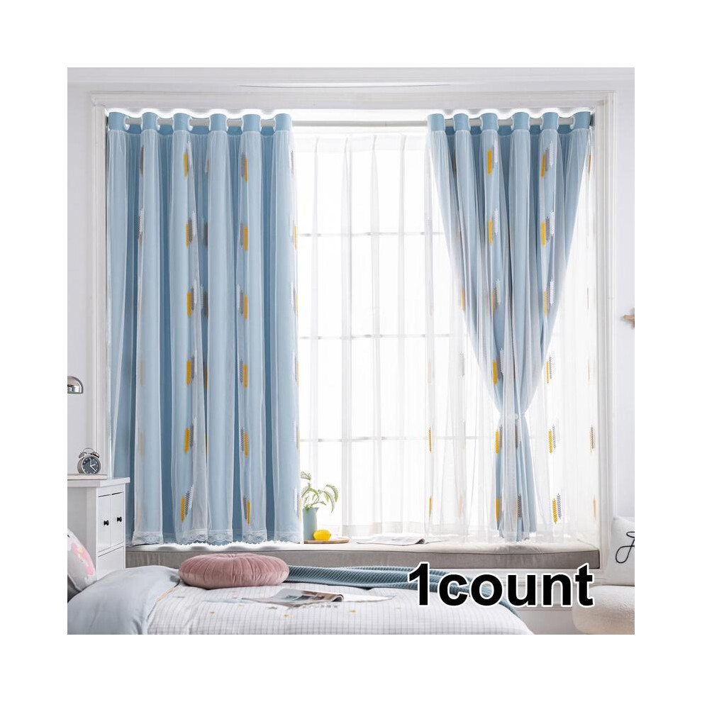 (blue, W132cm*H183cm) Blackout Curtains- Premium Polyester Thermal Insulated Energy Saving Noise Reducing Set of 2 Rod Pocket Panels Block Sunlight 90-image-OPC-PKGWVWX-NEW