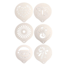 1Set Metal Coffee Stencils Templates Easy Clean Milk Spray for Coffee