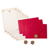 Antique Stationary Letter Paper and Envelopes Seal-wine red
