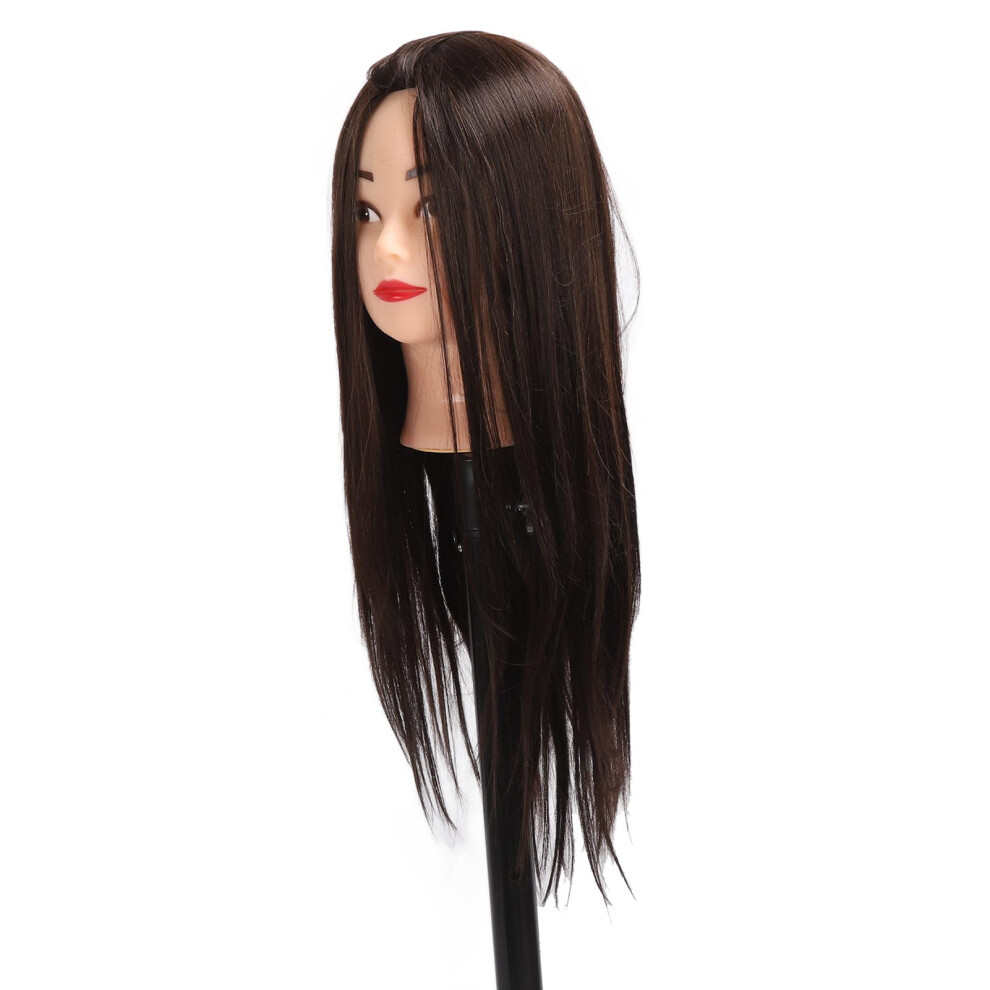 Realistic Hair Mannequin Head with Stand for Styling Training, Silicone & Synthetic