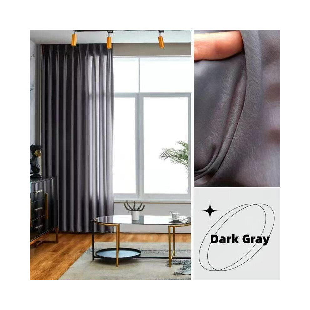 (Dark Gray, 57.09âWx91.73âL(145x233cm)) Blackout Curtains- Premium Polyester Thermal Insulated Energy Saving Noise Reducing Set of 2 Rod Pocket Pa-image-OPC-PKGX5VZ-NEW