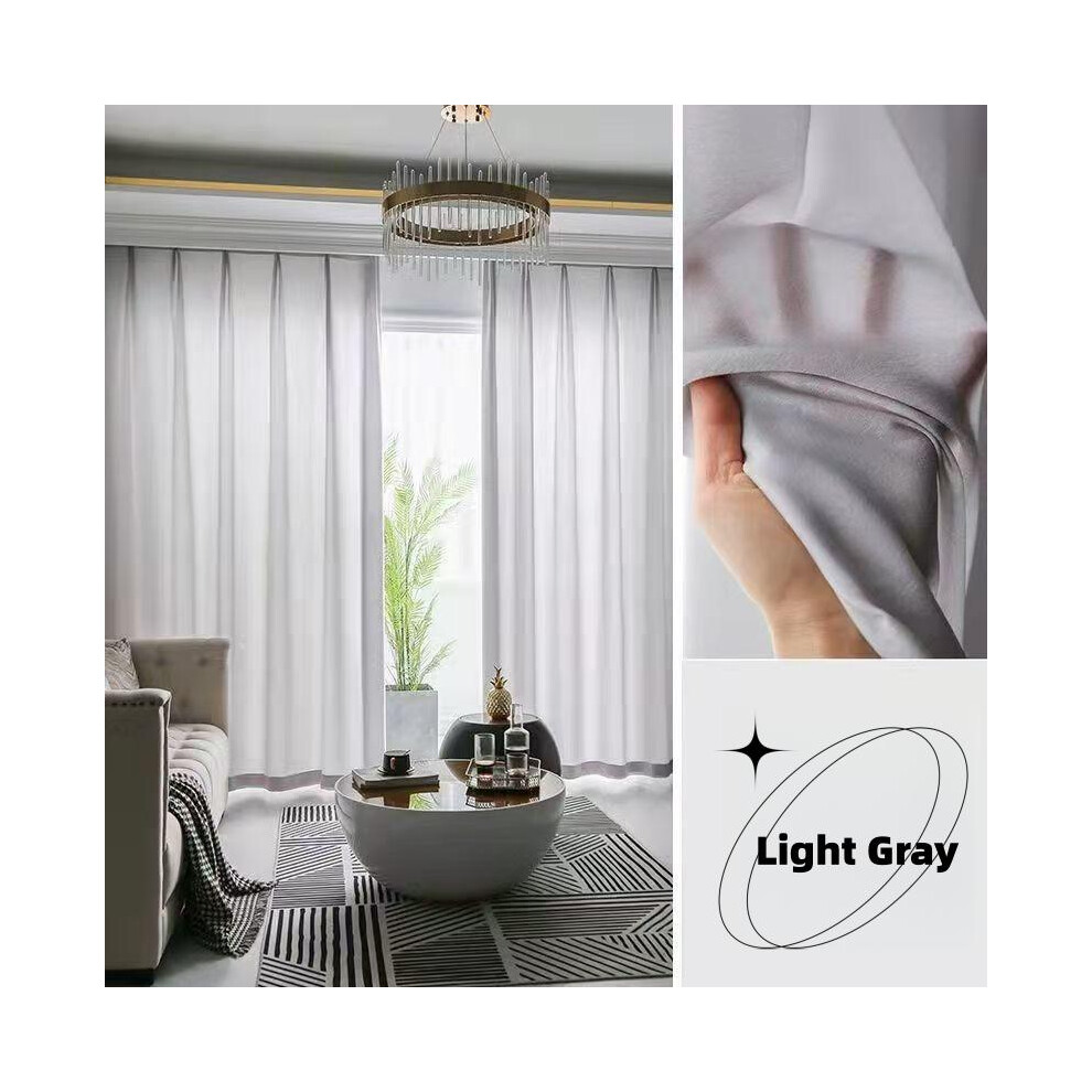 (Silver, 98"W x 79"Lï¼250 x 200cmï¼) Blackout Curtains- Premium Polyester Thermal Insulated Energy Saving Noise Reducing Set of 2 Rod Pocket Panels -image-OPC-PKGX5XT-NEW