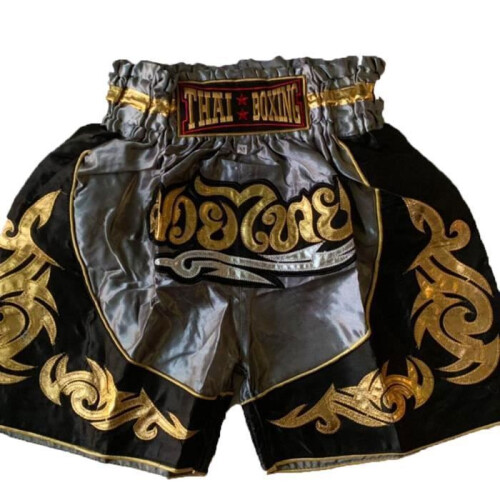 Short Enfant Muay Thai - Gris - Taille 10-12 ans - 100% Satin Polyester - Boxe Kickboxing 1
