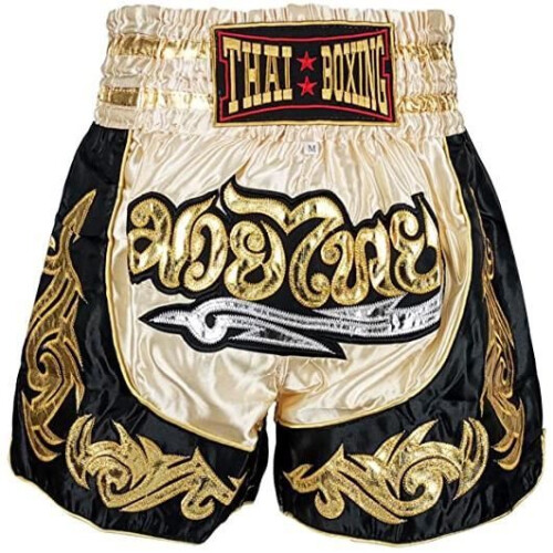 Short Enfant Muay Thai - Beige - Taille 12-14 ans - 100% Satin Polyester - Boxe Kickboxing 1