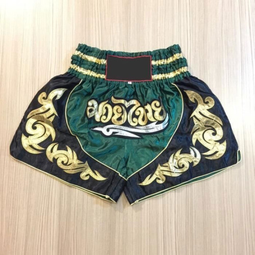 Short Enfant Muay Thai - Vert - Taille 12-14 ans - 100% Satin Polyester - Boxe Kickboxing 1