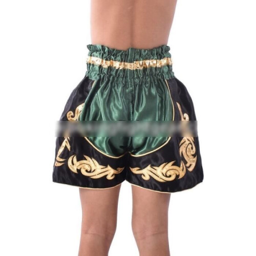 Short Enfant Muay Thai - Vert - Taille 12-14 ans - 100% Satin Polyester - Boxe Kickboxing 2