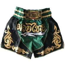 Short de Boxe - Traditioneel THAI - Groen - Kinder- en Volwassenenmaat - 100% Satijn Polyester