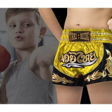 Lyhyet Enfant Muay Thai - Keltainen - Koko 10-12 vuotta - 100% silkki polyesteri - Nyrkkeily Kickboxing