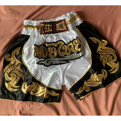 Short Enfant - THAI Boxe Kickboxing - Couleur Blanche - Taille 12-14 ans - 100% Satin Polyester 1