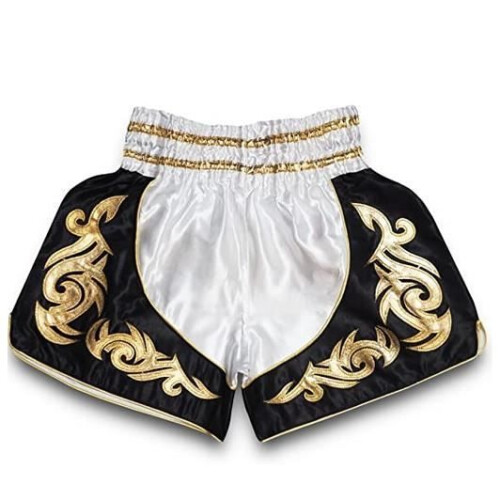 Short Enfant - THAI Boxe Kickboxing - Couleur Blanche - Taille 12-14 ans - 100% Satin Polyester 2