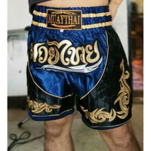 Korte Bokshorts - Traditioneel THAI - Blauw - Maten Kinderen en Volwassenen - 100% Satijn Polyester