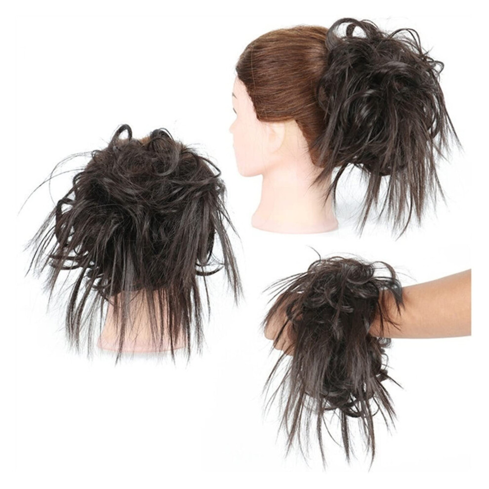 Unisex Messy Bun Hair Piece Elastic Band Hair Extensions For Women Ponytail Hairpiece Synthetic Curly Wavy Color Q17 4A