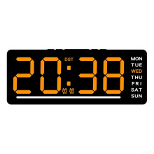 Digital Wall Clock With LED Display, USB Powered, Temperature, Alarm, Countdown Timer, Date And Week Display, Orange