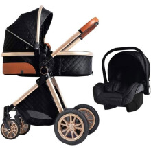 Multifunctionele 3-in-1 kinderwagen, gemakkelijk op te vouwen, draagbaar, veiligheidszitje, EU-standaard zwart, gratis verzending