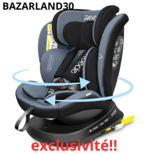 BAZARLAND30. Seggiolino Auto 360 Pivotante ISOFIX 40-150 cm, dalla nascita a 12 anni (0-36 kg), ECE R129
