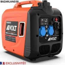 BAZARLAND30.Groupe Électrogène d'essence 3200W Générateur d'onduleur Silencieux avec 2 Prises AC 230V, DC 12V et 2 USB Type-A