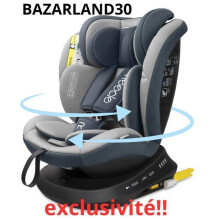BAZARLAND30. Seggiolino Auto 360 Pivotante ISOFIX 40-150 cm, dalla nascita a 12 anni (0-36 kg), ECE R129
