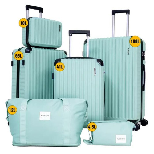 Set de Valises 6 PCS - BAZARLAND30 - Rigide - Cadenas TSA - Déperlant - Vert