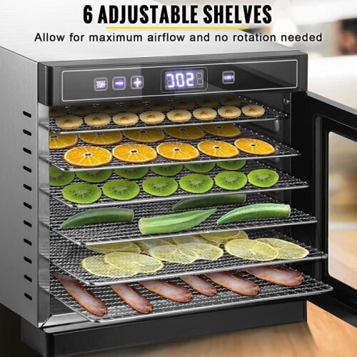 Voedseldehydrator - VEVOR - 6 Plateau's - RVS - Touchscreen - 30x33 cm 2