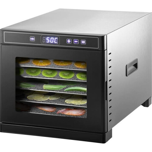 Voedseldehydrator - VEVOR - 6 Plateau's - RVS - Touchscreen - 30x33 cm