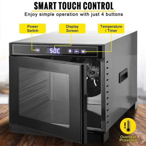 Voedseldehydrator - VEVOR - 6 Plateau's - RVS - Touchscreen - 30x33 cm 1