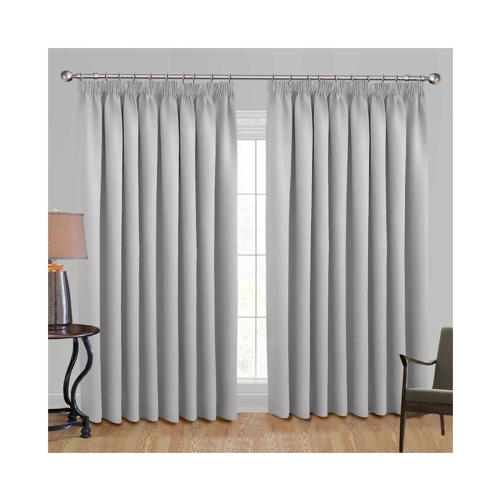 (Light Grey, 66" x 84" (Single Panel)) Blackout Curtains- Premium Polyester Thermal Insulated Energy Saving Noise Reducing Set of 2 Rod Pocket Panels-image-OPC-PKGXN5W-NEW
